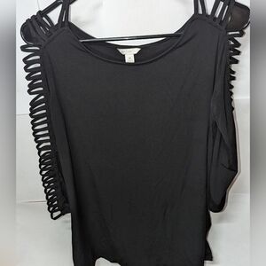 Women's black Long sleeve ribbed elegant shirt size M